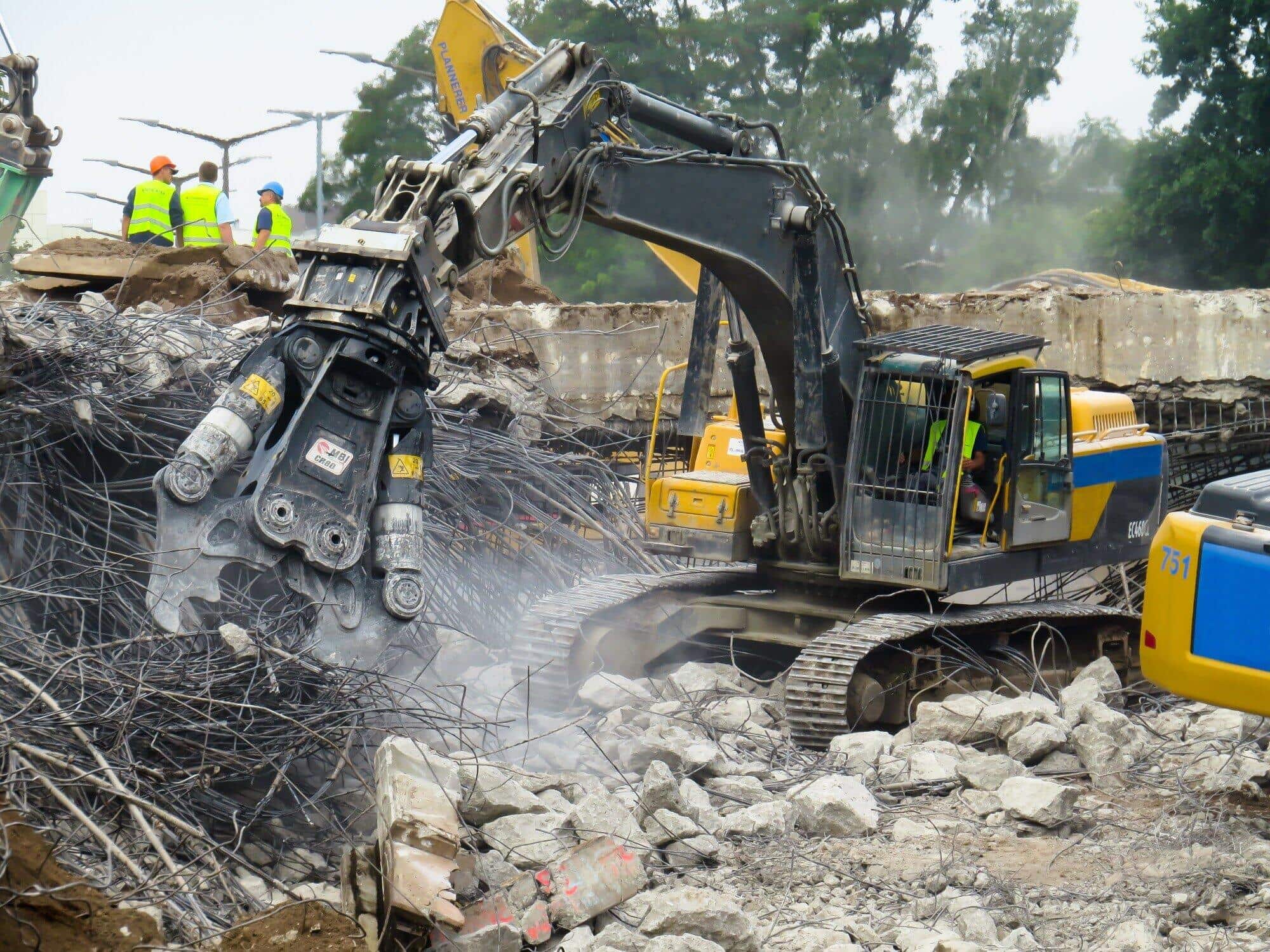 Backhoe working in construction site